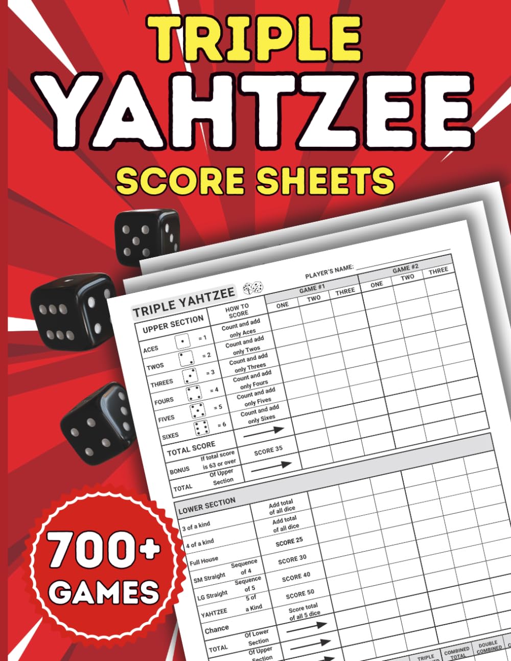 ler totalmente Triple Yahtzee Score Sheets: 700+ Score Games, "8.5 x 11"