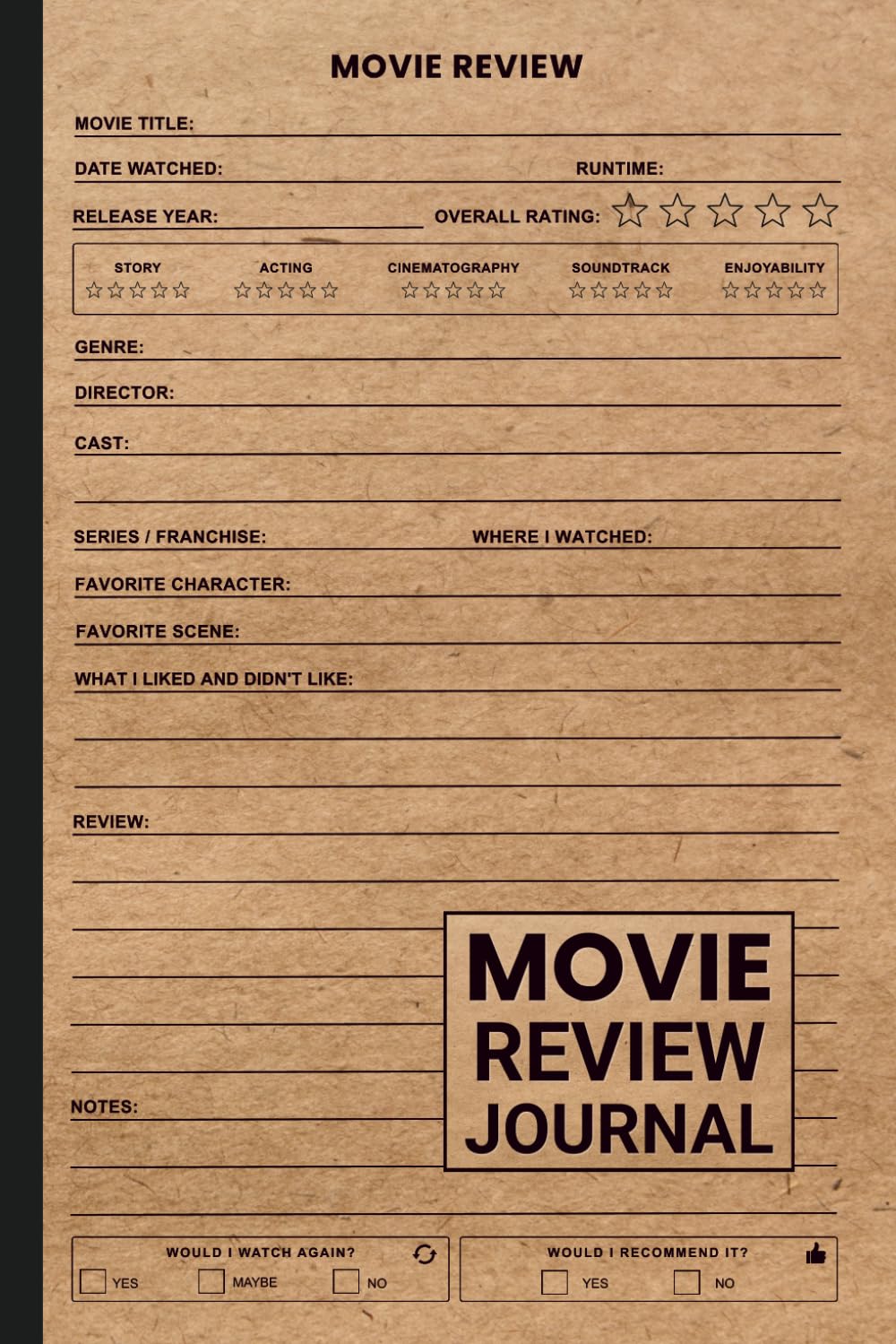 ler totalmente Movie Review Journal Log Book: Includes Movie Review Pages, Watch Lists, Favorite Movies Pages and Notes
