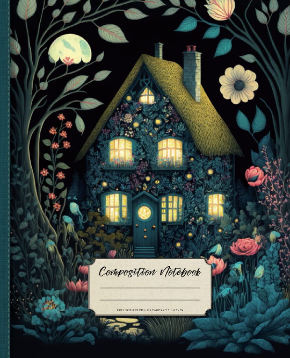 ler totalmente Composition Notebook College Ruled: Cute Cottagecore Fairy Hut | Decorative Vintage Illustration | Wide Lined Journal | For Students, College, School, Office, Work