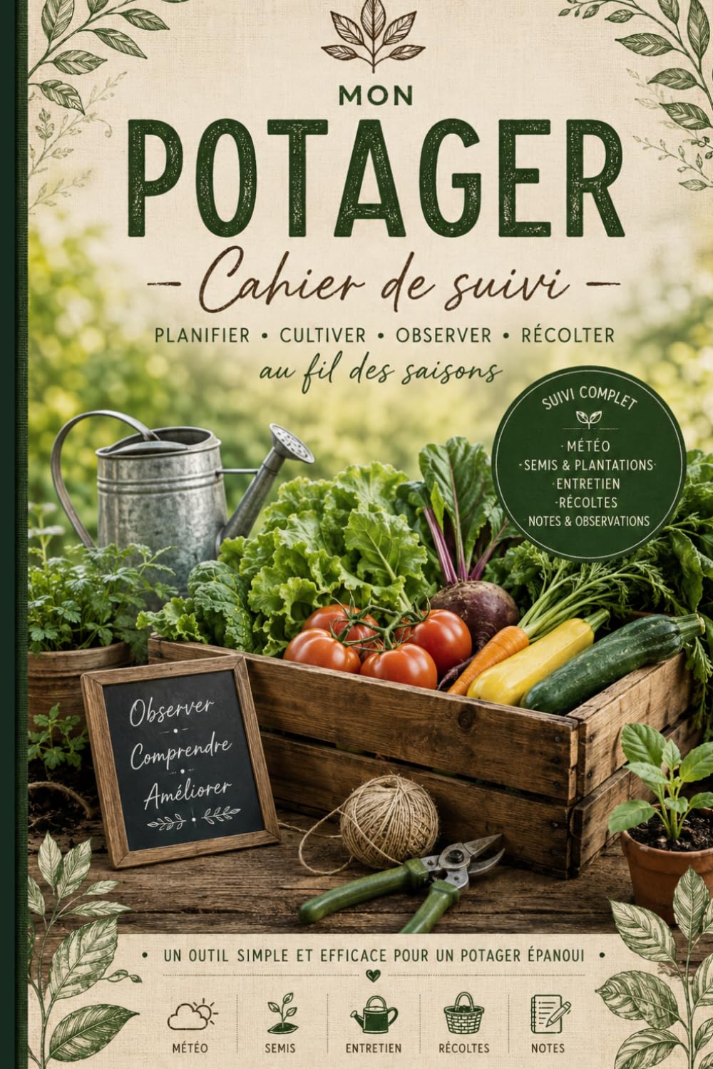 ler totalmente Mon potager Cahier de suivi: Carnet du Plan du jardin - Suivi météo - Calendrier des semis - Suivi des cultures et des récoltes - Journal et conseils de jardinage (French Edition)
