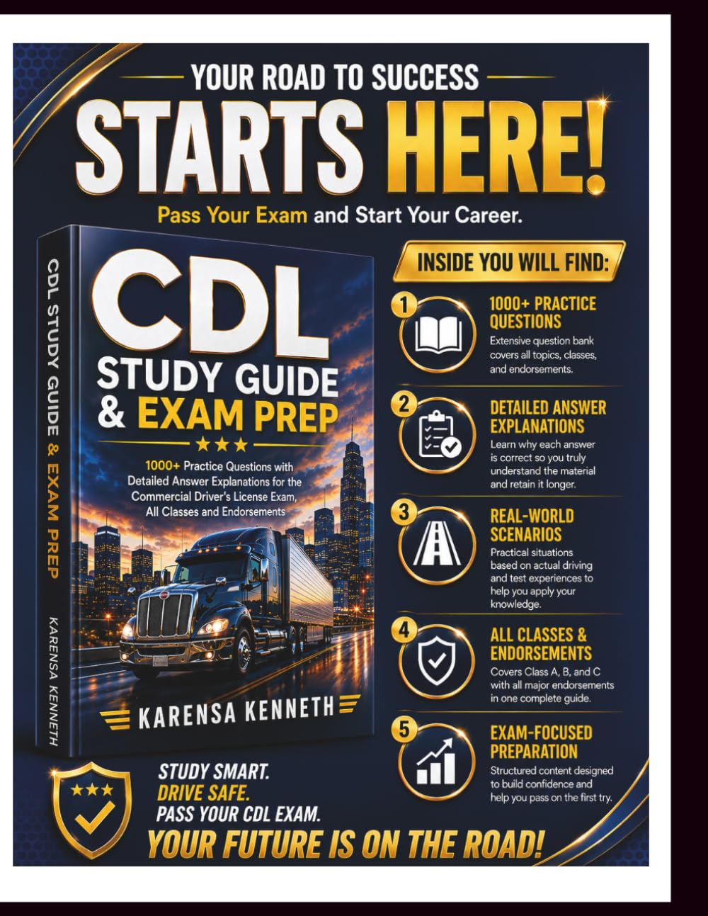 capítulo por capítulo baixar CDL Study Guide & Exam Prep: 1000+ Practice Questions with Detailed Answer Explanations for the Commercial Driver's License Exam, All Classes and Endorsements