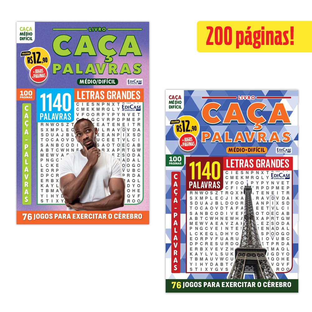 Kit 2 Livros Caça-Palavras ed.07 - Médio/Difícil - 78 e 80: 200 páginas e 152 jogos para exercitar o cérebro baixar livro de graça