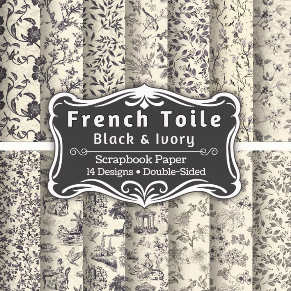 capítulo por capítulo baixar Toile de Jouy Scrapbook Paper: 28 Double-Sided Sheets, Black & Ivory French Vintage Designs, 8.5" x 8.5", Craft Paper for Junk Journaling, Decoupage, DIY & Card Making
