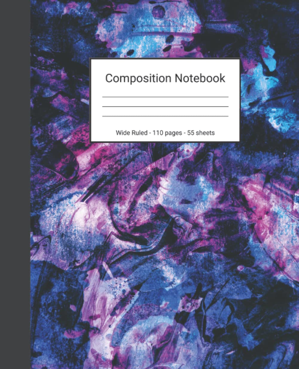 ler totalmente Composition Notebook: Wide Ruled Paper Notebook Journal - Purple Blue And White Abstract Painting - Blank Wide Lined Workbook