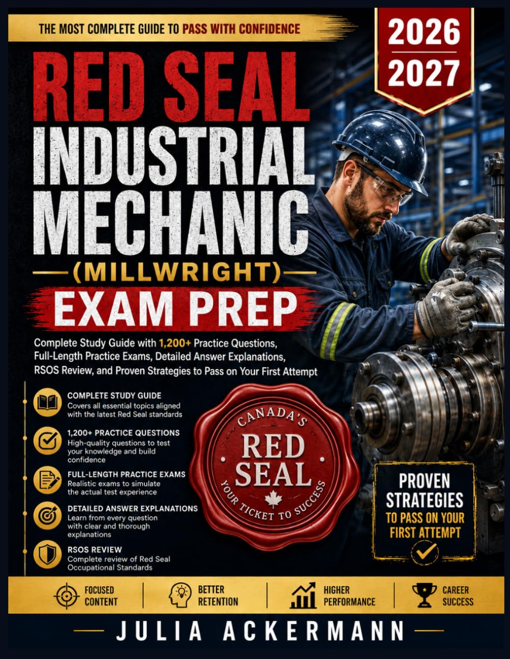Red Seal Industrial Mechanic (Millwright) Exam Prep 2026–2027: Complete Study Guide with 1,200+ Practice Questions, Full-Length Practice Exams, ... Strategies to Pass on Your First Attempt