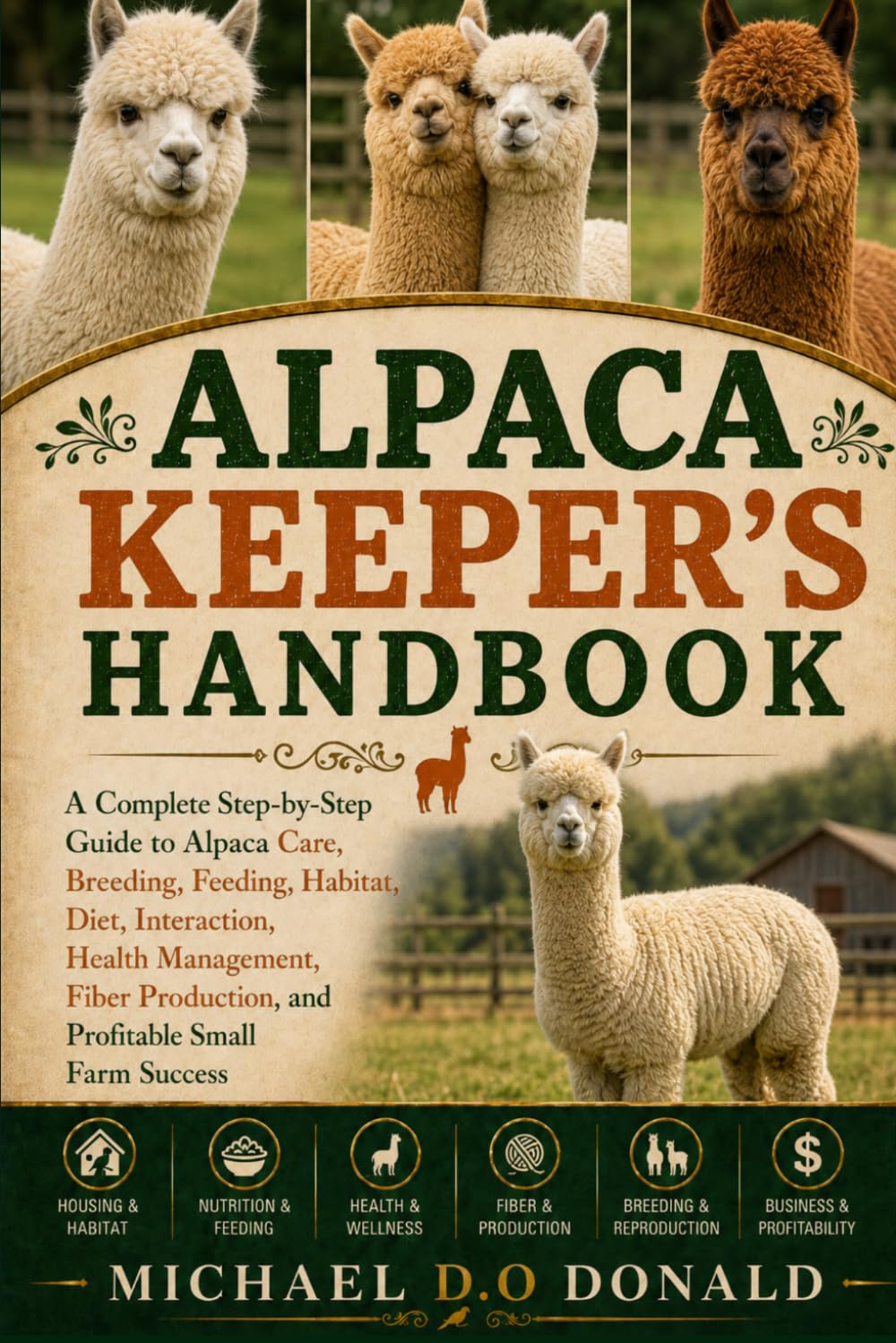 Alpaca Keeper's Handbook: A Complete Step-by-Step Guide to Alpaca Care, Breeding, Feeding, Habitat, Diet, Interaction, Health Management, Fiber Production, and Profitable Small Farm Success