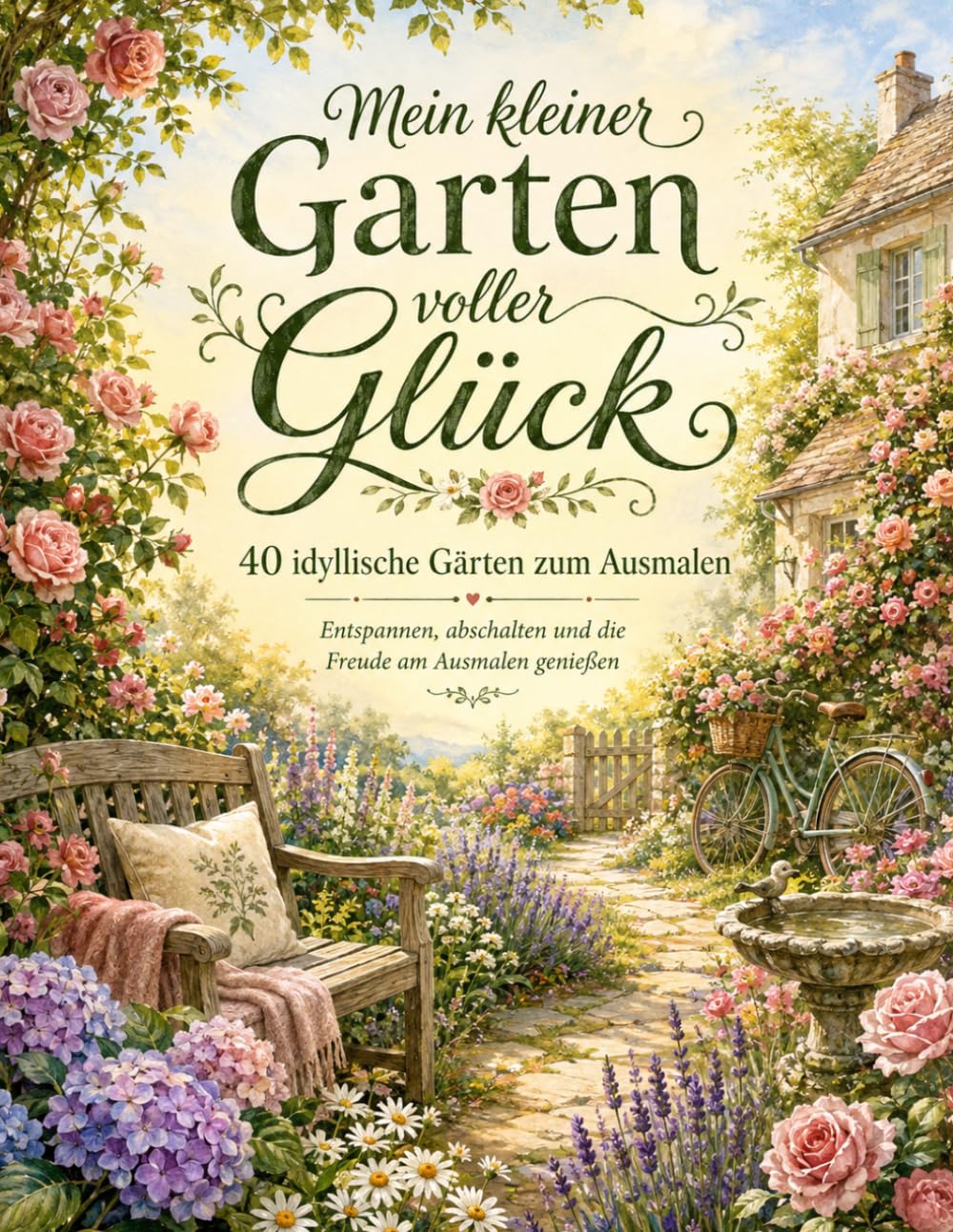 ler totalmente Mein kleiner Garten voller Glück: 40 idyllische Gärten zum Ausmalen: Entspannen, abschalten und die Freude am Ausmalen genießen (German Edition)