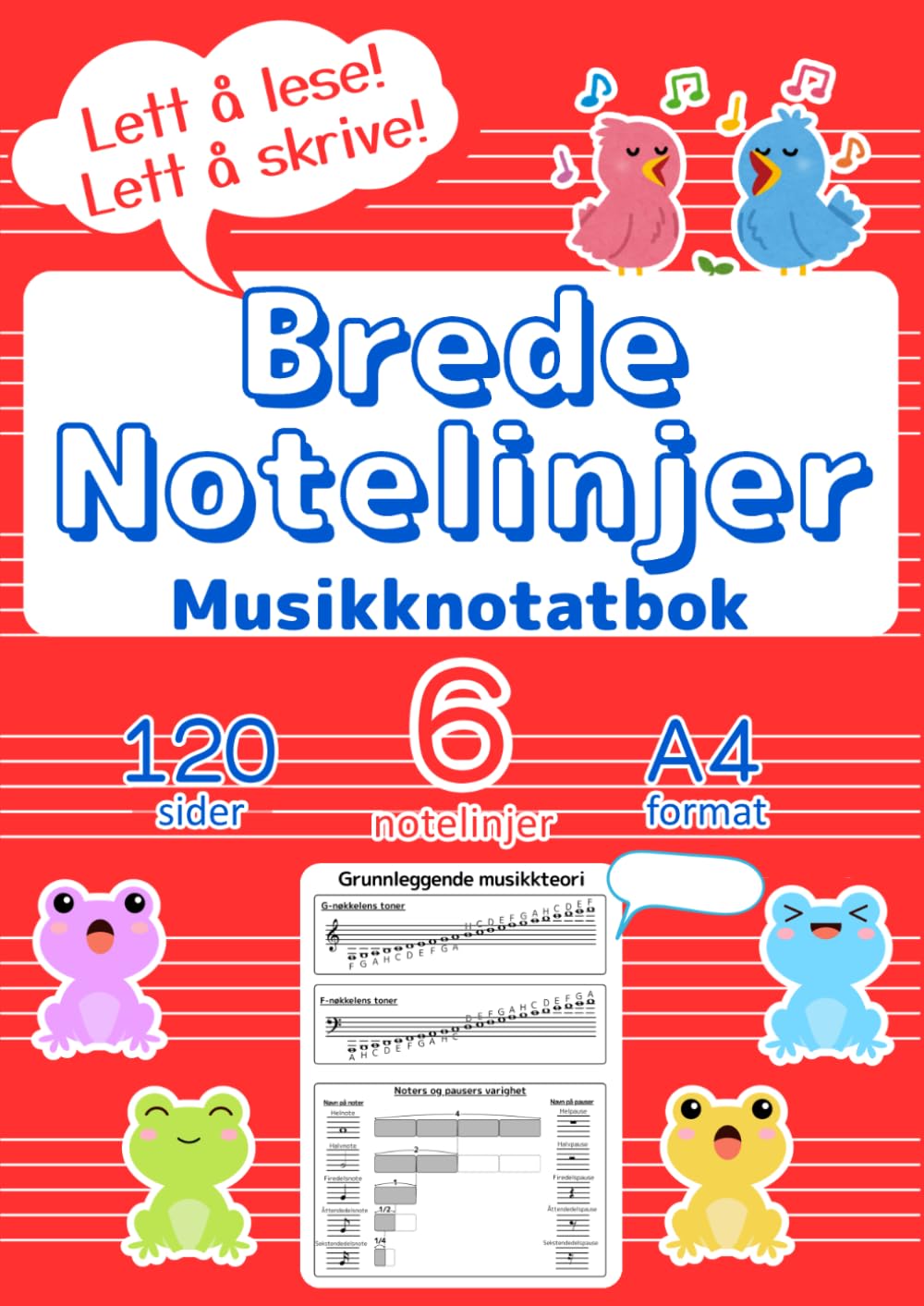 capítulo por capítulo baixar Musikknotatbok for barn — A4, 6 brede notelinjer, 120 sider: Ideell for nybegynnere med grunnleggende musikkteori, noteøvelser og musikkundervisning –... Musikknotatbøker) (Norwegian Bokmal Edition)