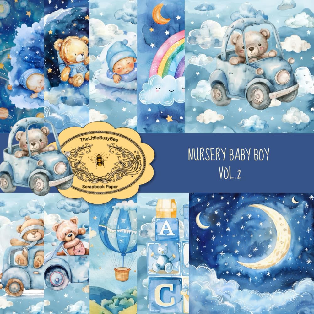 Nursery Baby Boy Vol.2: 20 Sheets Double Sided, 8,5" x 8,5", Craft Paper Pad For Scrapbooking, Pastel Nursery Baby Boy Collection Ephemera Scrapbook... Supplies & Collage Art Craft Paper Project baixar o livro de graça