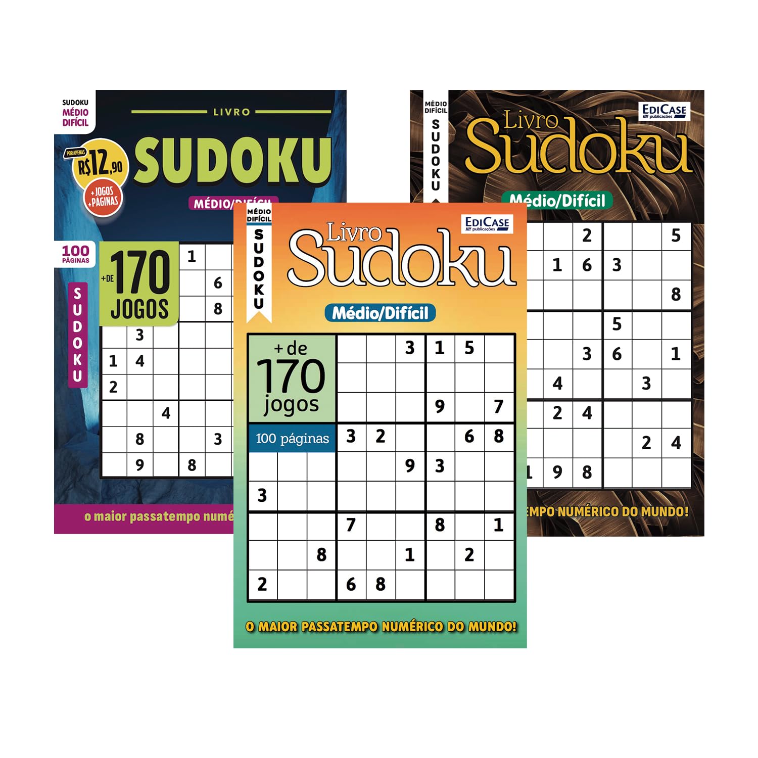 Kit 3 Livros Sudoku ed.7: Nível Médio/ Difícil - O maior passatempo numérico do mundo