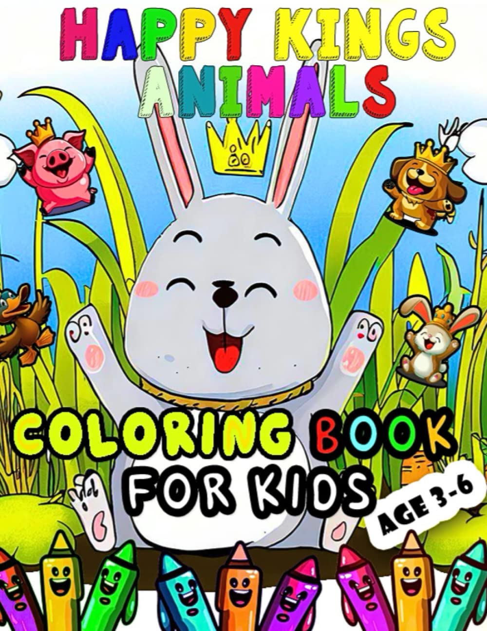 ler totalmente Happy kings Animals: Coloring book for kids 3-6 | 8.5x11 in | 62 pages