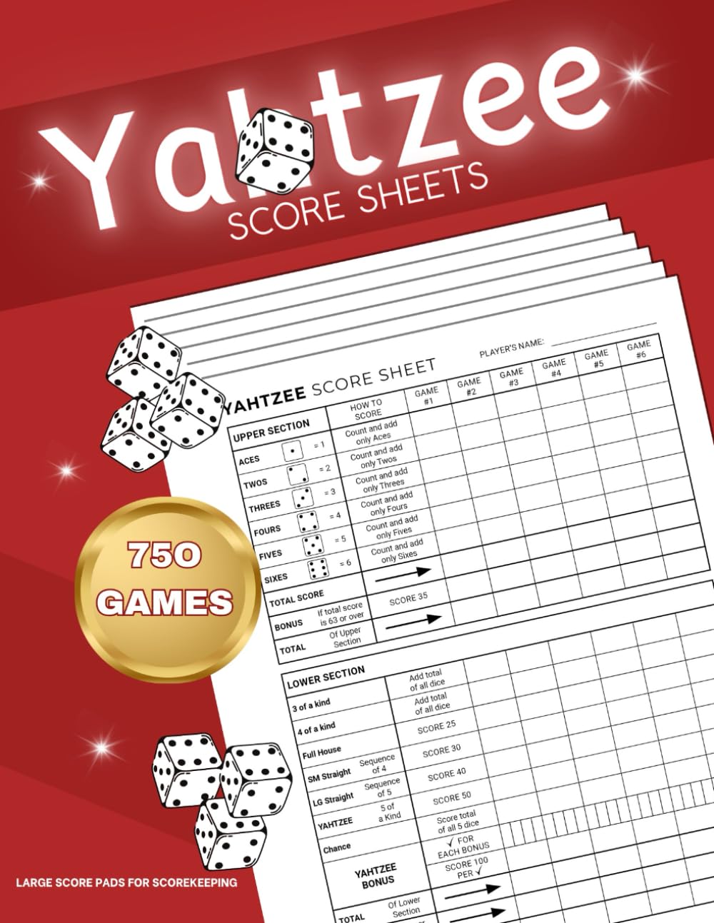 capítulo por capítulo baixar Yatzee score pads: Yahtzee Sheets for Scorekeeping, 8.5 X 11 Large Print Yahtzee Game Score Book