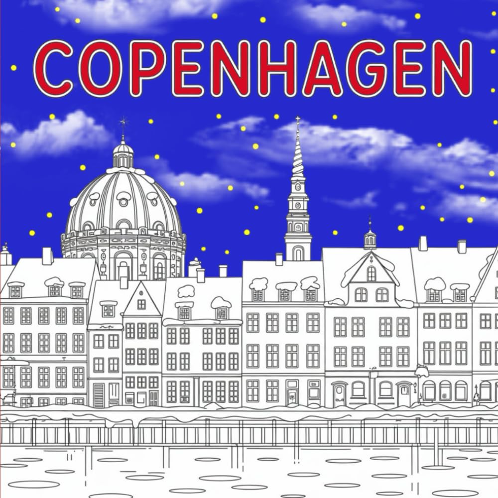 Kopenhagen – Een kleurboek vol Scandinavische magie: Enkelzijdig gedrukt met zwarte achterkant tegen doordrukken (Dutch Edition)