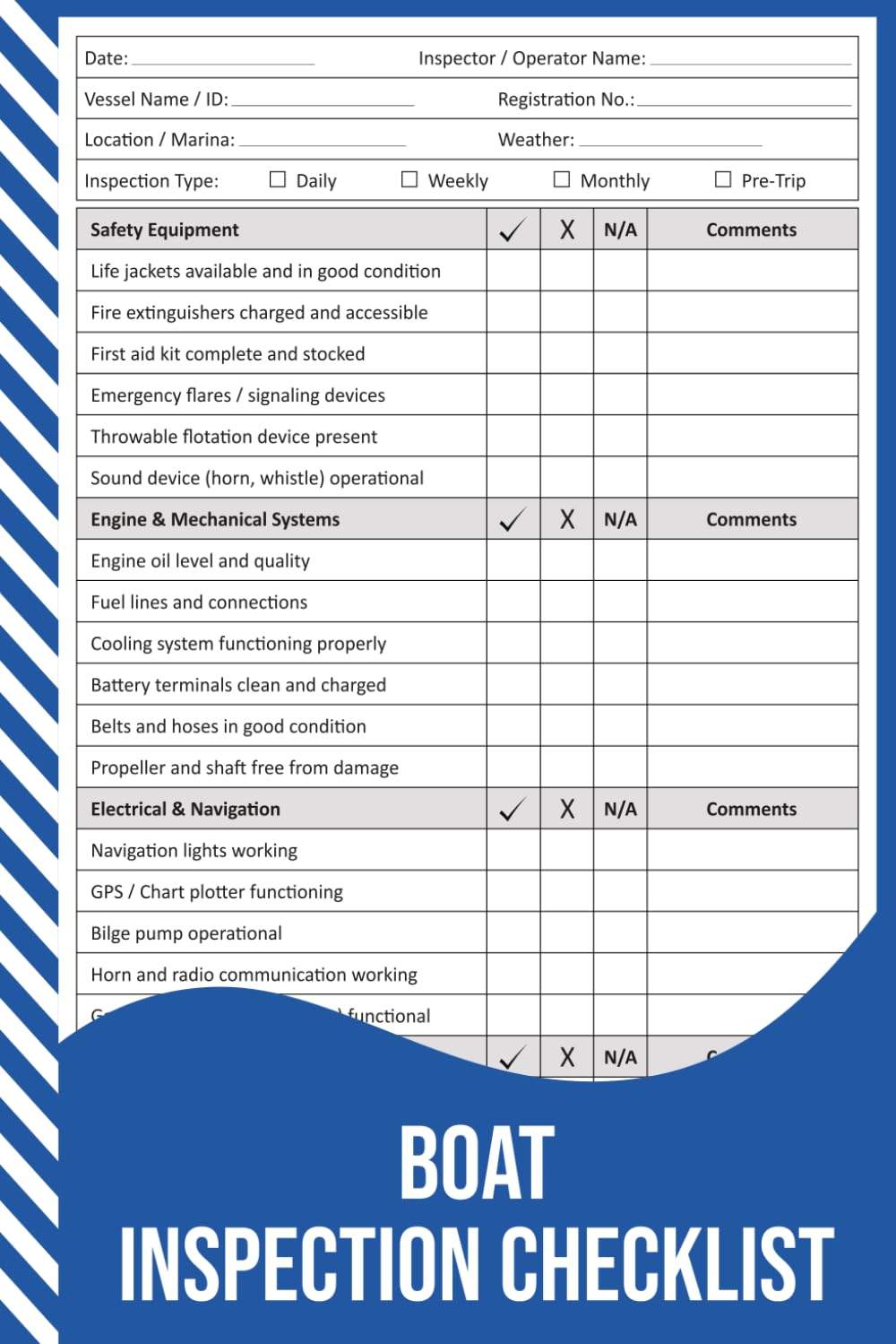 capítulo por capítulo baixar Boat Inspection Checklist: Pre-Trip Boat Safety Inspection Record for Vessels and Watercraft.