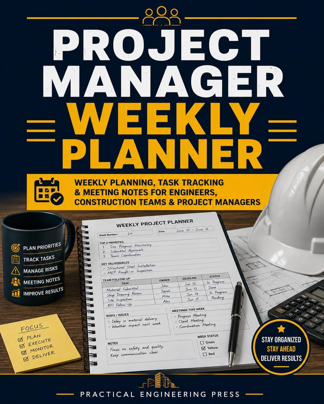 Project Manager Weekly Planner: Weekly Planning, Task Tracking & Meeting Notes for Engineers, Construction Teams & Project Managers (English Edition) baixar livro de graça