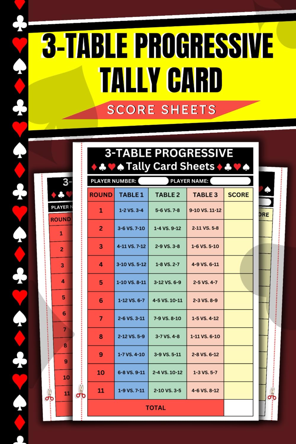 capítulo por capítulo baixar 3 Table Progressive Tally Card Sheets: Colorful Pages for Euchre & Bridge Games with Easy Point Tracking