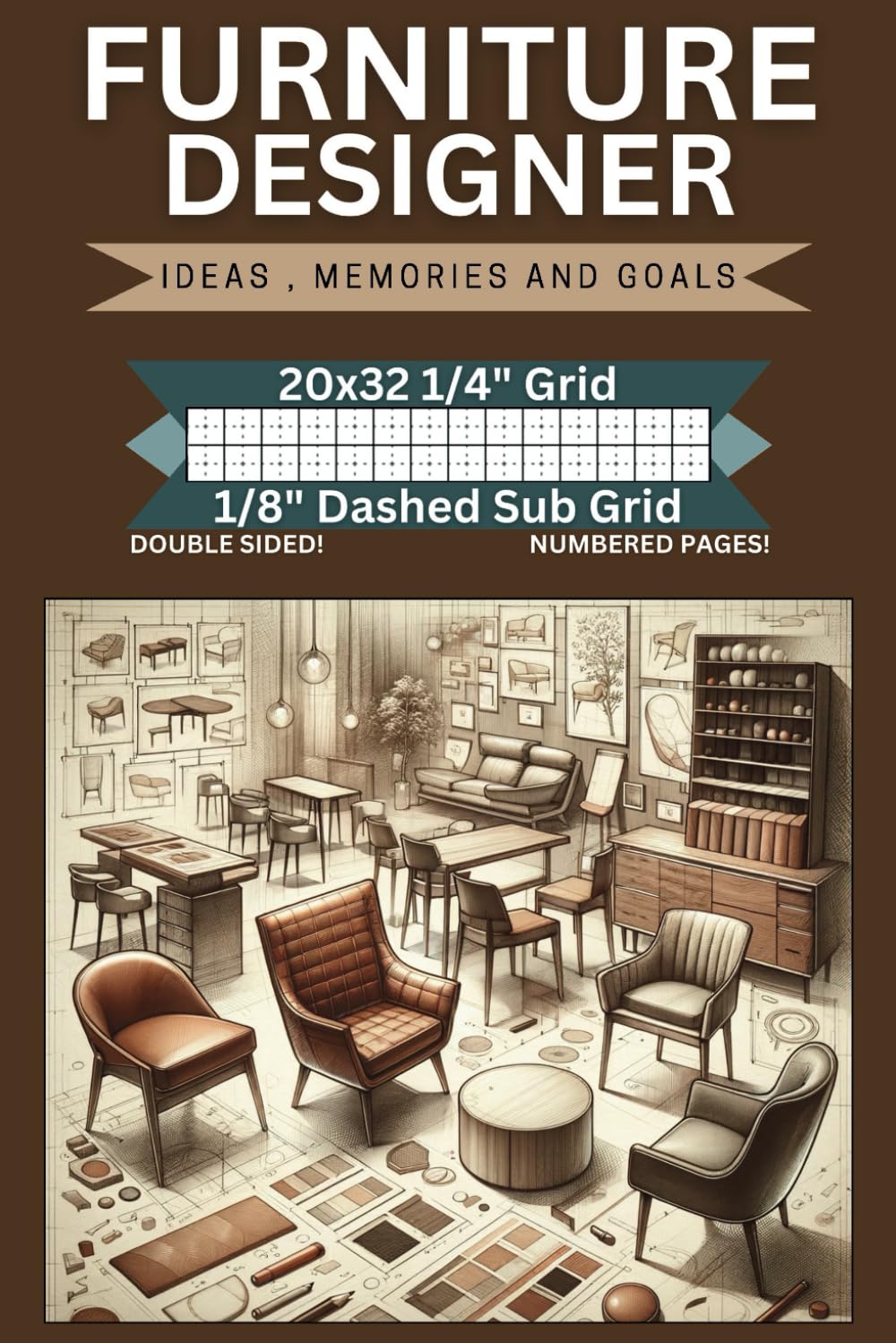 Furniture Designer Graph Book | 1/4" Grid + 1/8" Dashed Sub Grid: Professional Grid Layouts for Engineers, Designers & Creatives baixar o livro de graça