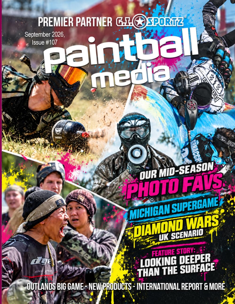 ler totalmente Paintball.Media Magazine, Issue #107, September, 2026! Special Mid-Season Photo Favs, Michigan Supergame, UK Diamond Wars 2026, Outlands Scenario... Paintball News & Much More! 160 Pages!