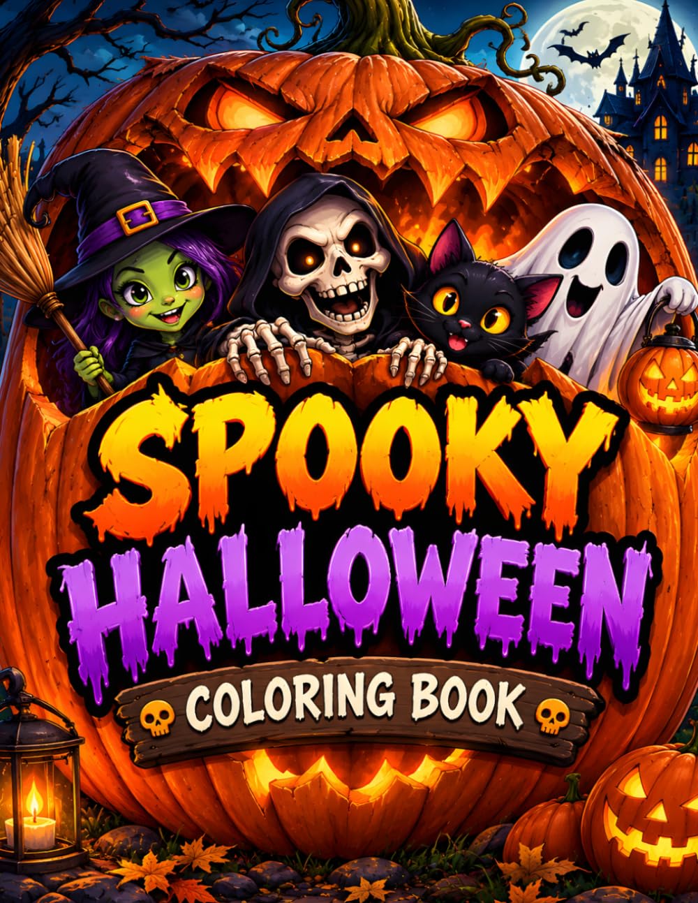 Spooky Halloween Coloring Book: Creepy Pumpkins, Witches, Skeletons, Zombies And Haunted Halloween Scenes For Relaxation baixar livro de graça