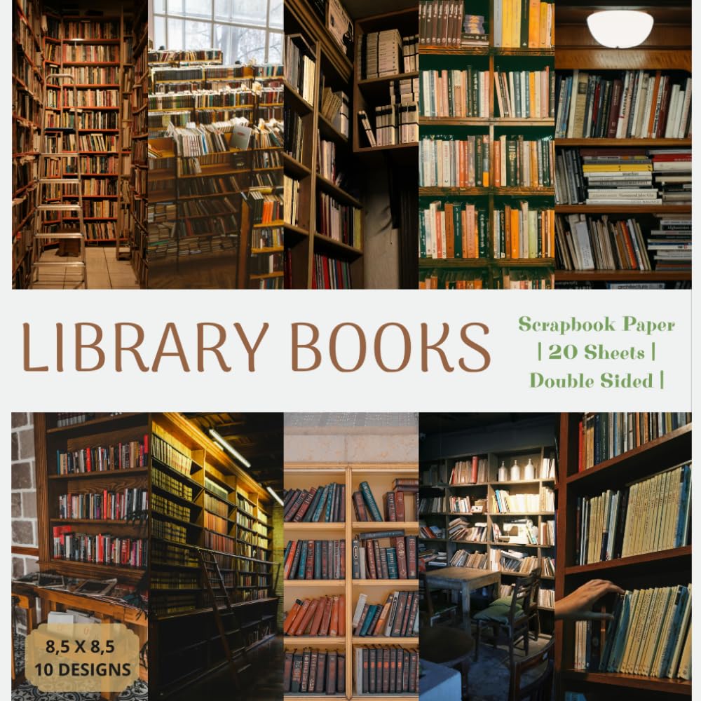 Vintage Library Scrapbook Paper Pad – 8.5" x 8.5", 10 Unique Designs, 20 Double-Sided Sheets – Decorative Bookshelf-Themed Craft Paper for Scrapbooking, Journaling, Origami, Collage & Card Making baixar livro de graça