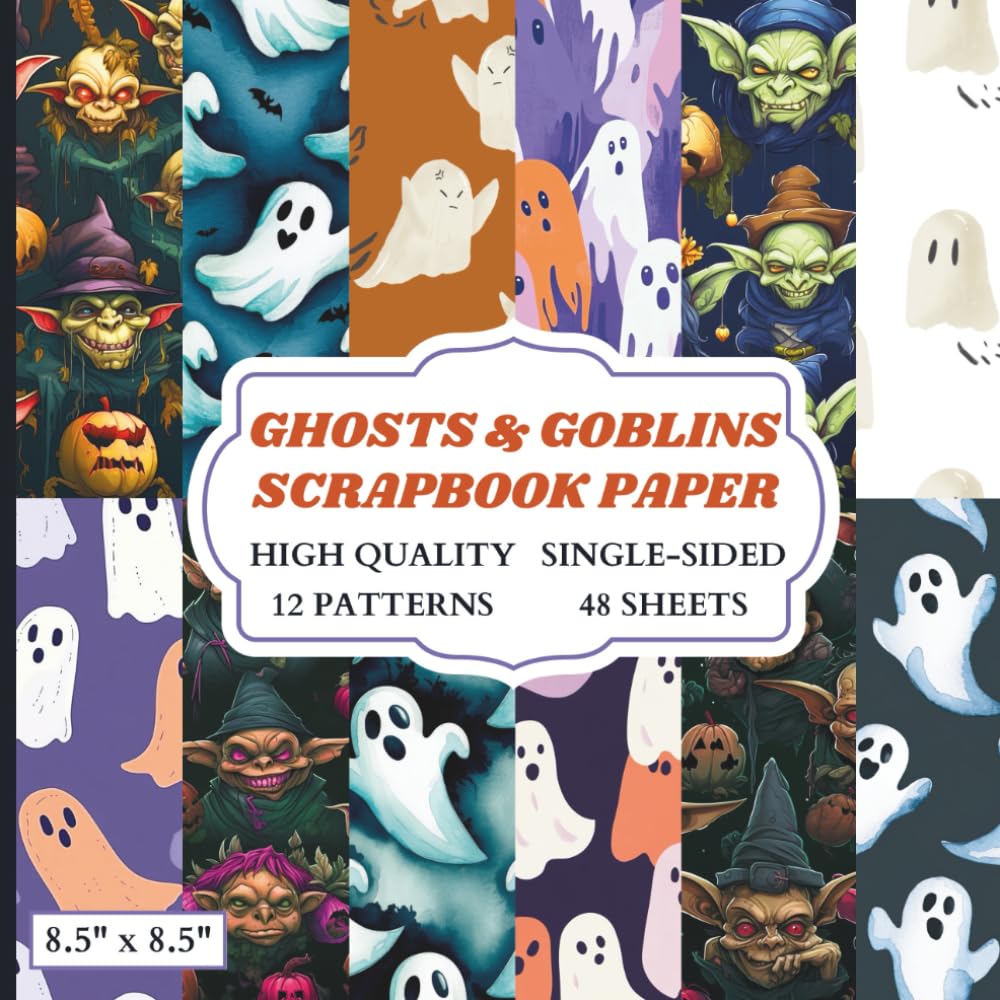 Ghost & Goblins Scrapbook Paper: 12 Halloween Themed Designs - 48 Single Sided Sheets - High Quality Craft Paper Pad for Artists to Use in Collages, Junk Journals and Art Projects baixar livro de graça