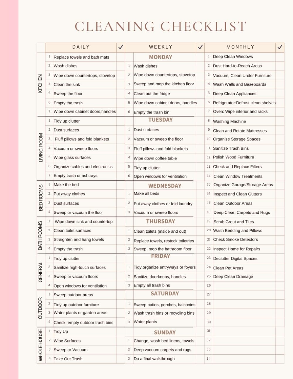 Detailed Checklist for Daily, Weekly, and Monthly Tasks: Easy-to-Follow Cleaning Schedule for Kitchens, Living Rooms, Bedrooms, Bathrooms, and More | Matte cover design, 8.5”x11” with 122 Pages baixar livro de graça