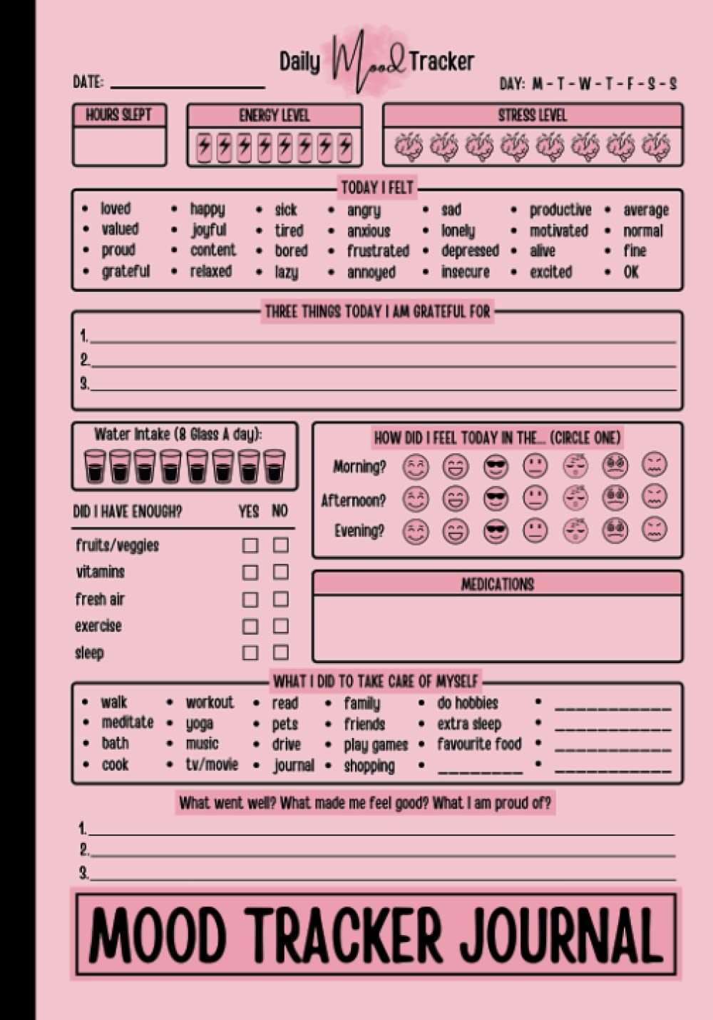 ler totalmente Mood Tracker Journal: Daily Mood Tracker Notebook | Daily Health & Wellness Diary With Prompts | Mental Health Diary | Self Care Journal For Women & Teens Girls