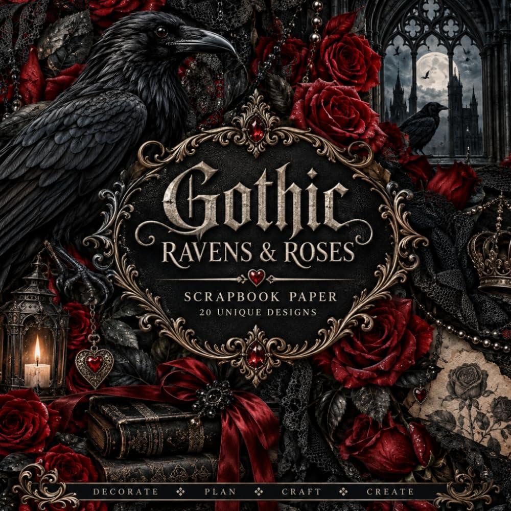 capítulo por capítulo baixar Gothic Ravens & Roses Scrapbook Paper: 20 Double-Sided Dark Victorian Designs with Black Lace & Antique Roses for Junk Journals & Card Making | 8.5 x 8.5 Inch