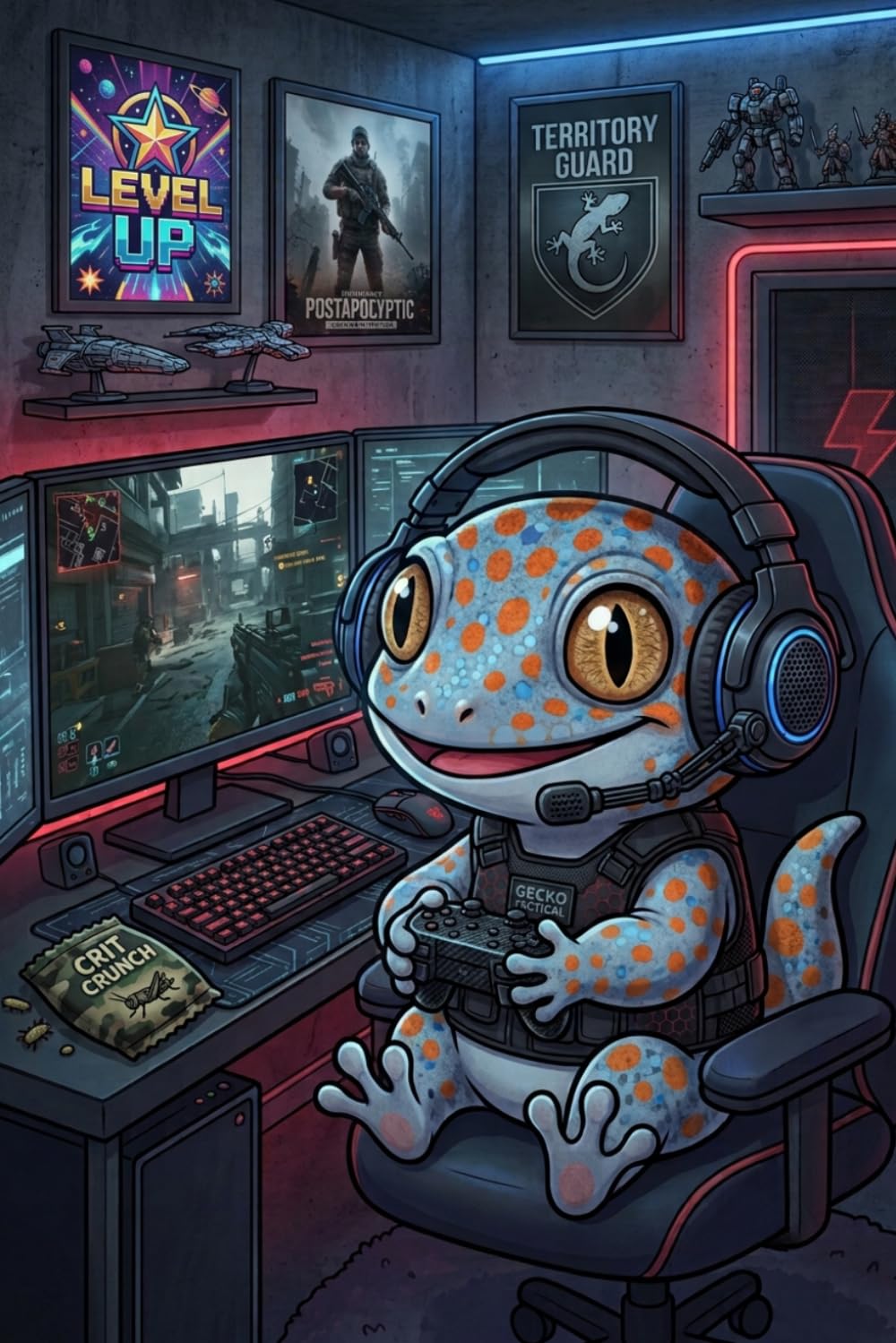 Tokay Gecko Gamer Journal: Cute Gaming Notebook Featuring a Tokay Gecko with Headset, RGB Setup, and Controller • Perfect for Journaling, Notes, School, Work, and Gaming Fans