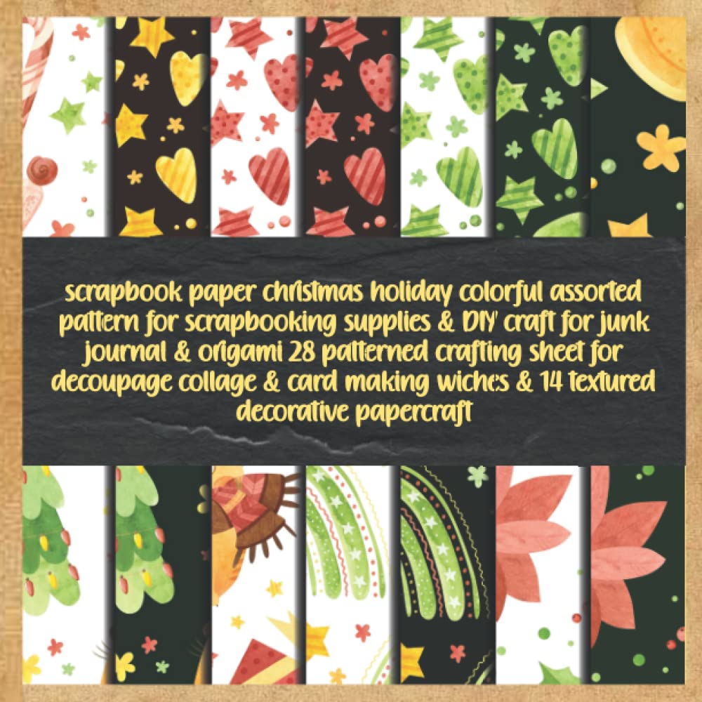 ler totalmente scrapbook paper christmas holiday colorful assorted pattern for scrapbooking supplies & DIY craft for junk journal & origami 28 patterned crafting... wiches & 14 textured decorative papercraft