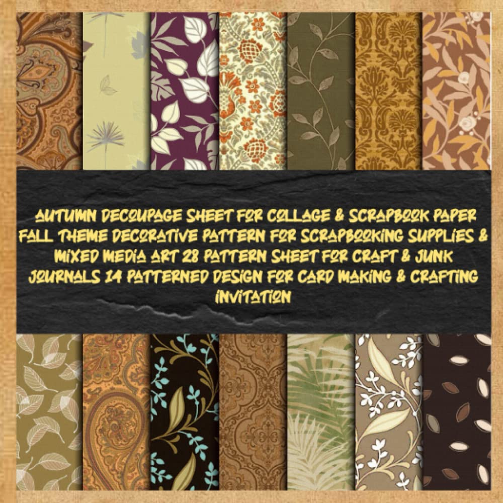 autumn decoupage sheet for collage & scrapbook paper fall theme decorative pattern for scrapbooking supplies & mixed media art 28 pattern sheet for... crafting invitation: designer collection pack baixar livro de graça