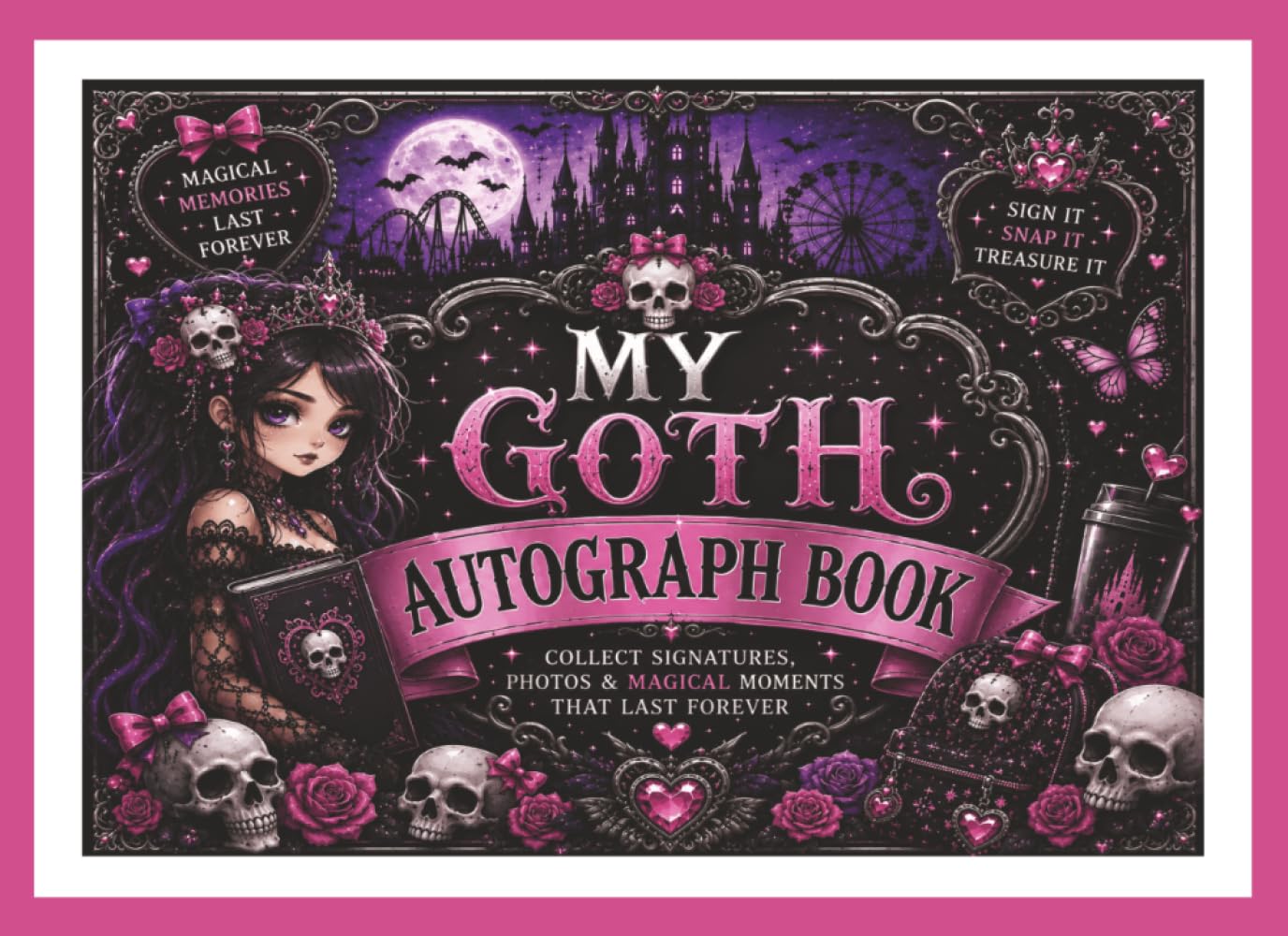Cute Gothic Autograph Book: A Keepsake Gift for Goth Girls to Capture Signatures and Photos for End of School Days, Magical Theme Park World... Festivals, Cruises (Cute Autograph Books) baixar livro de graça