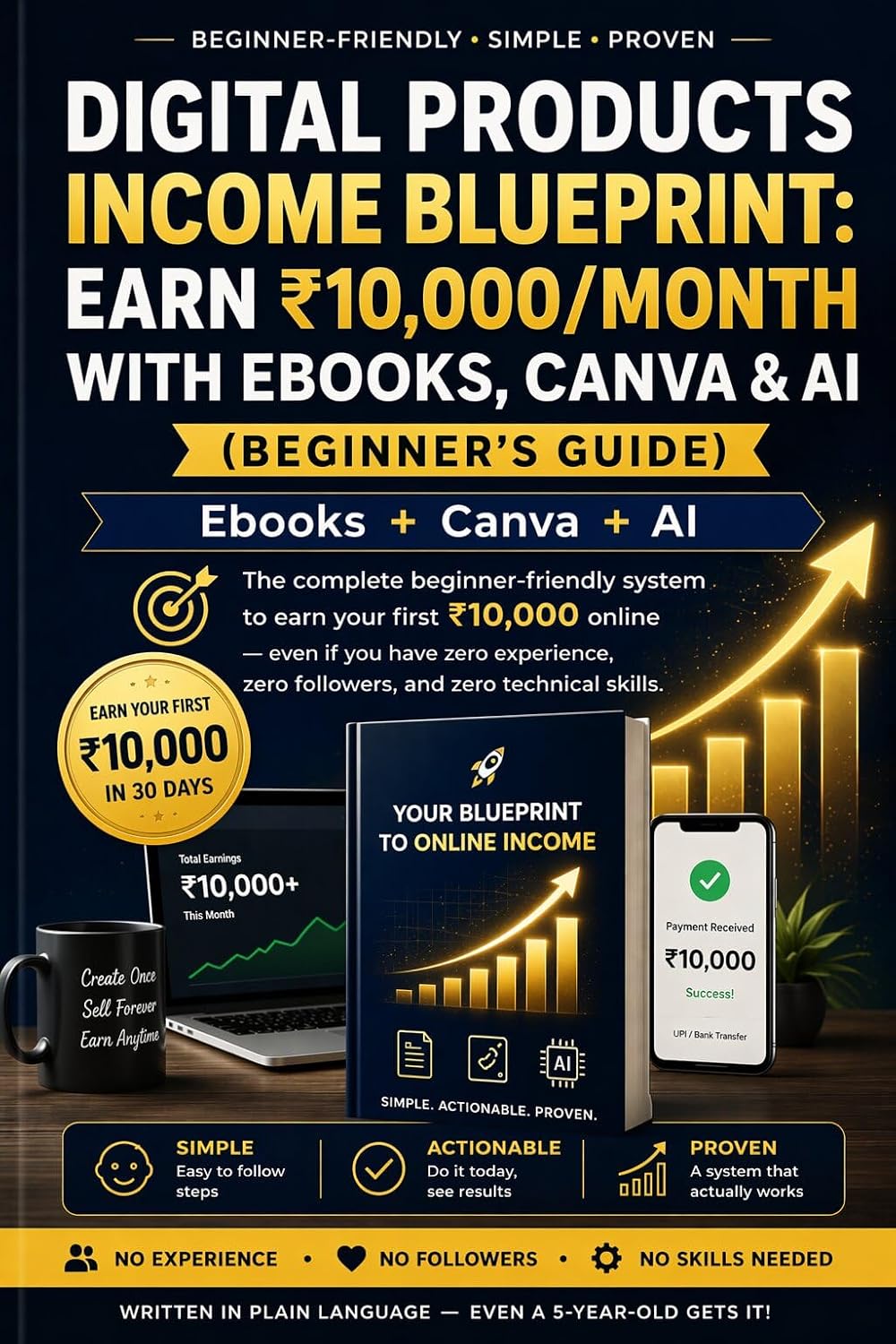 ler totalmente Digital Products Income Blueprint: Earn ₹10,000/Month with Ebooks, Canva & AI (Beginner’s Guide) (English Edition)