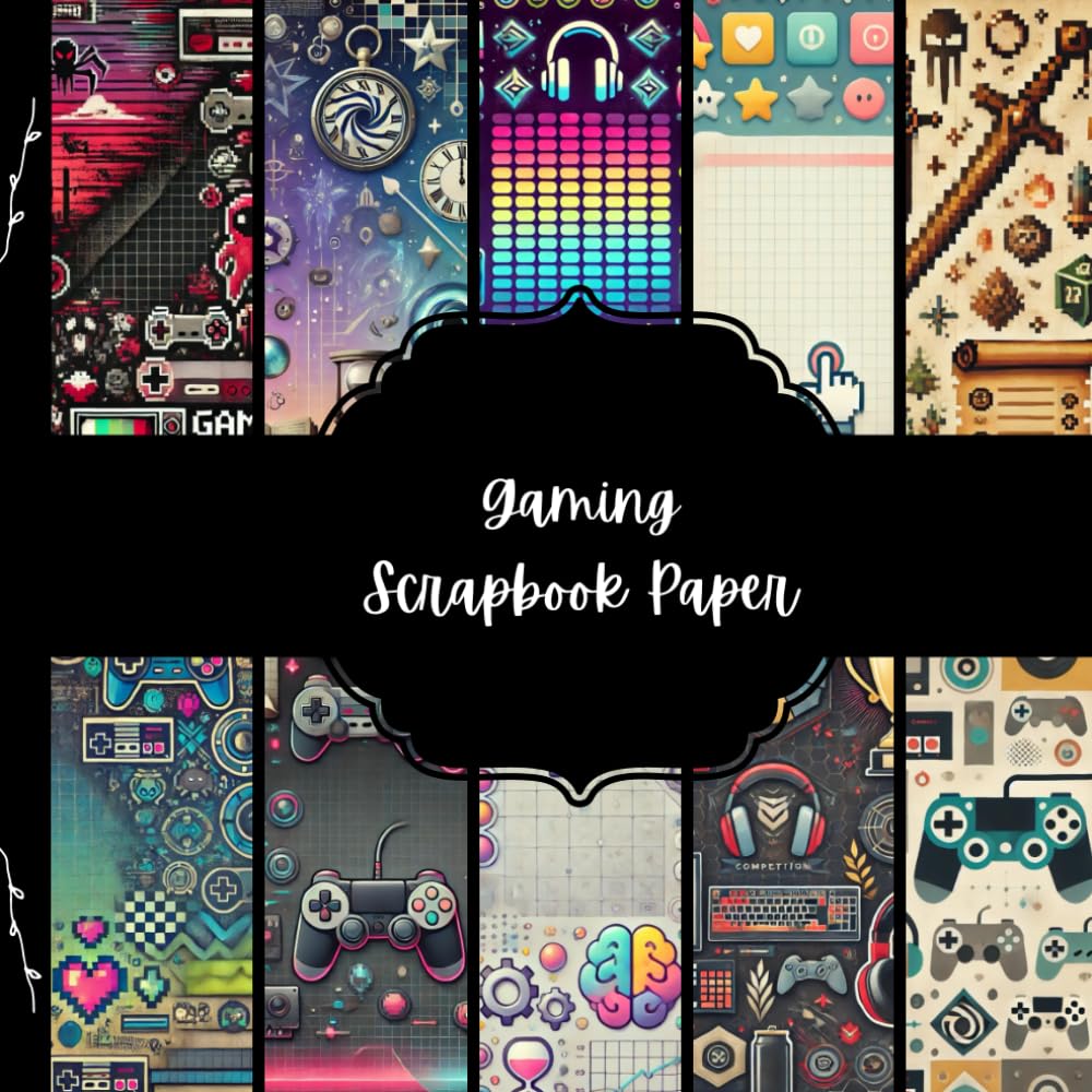 Gaming Scrapbook Paper, Video Game Junk Journal Paper, Gamer Decorative Paper, DIY Projects, Origami, Collage Sheets, Decoupage Paper, 10 Designs, Double SIded baixar livro de graça