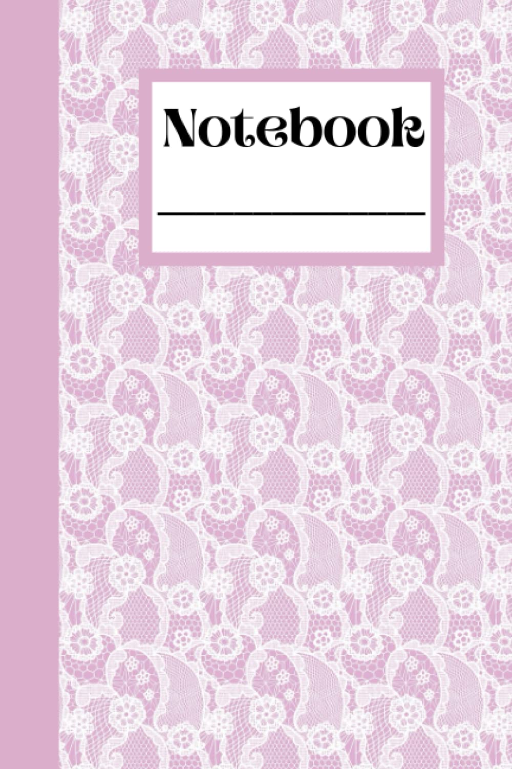 Notebook: 6"x9" Classic White Lace on Pink