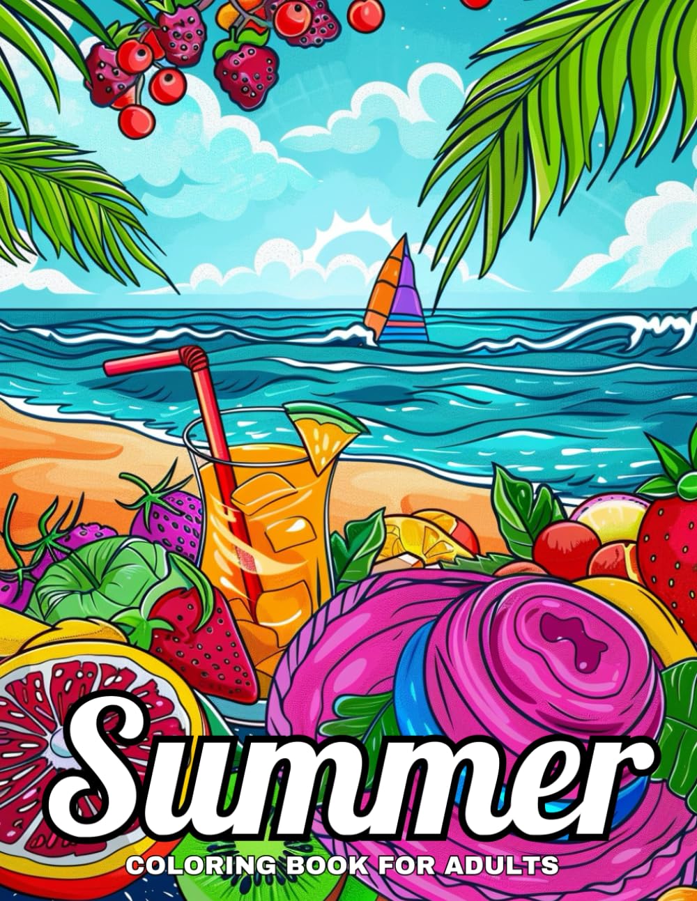 ler totalmente Summer coloring Book For Adults: Summer Coloring Book For Adults with Beautiful Flowers, Animals Designs
