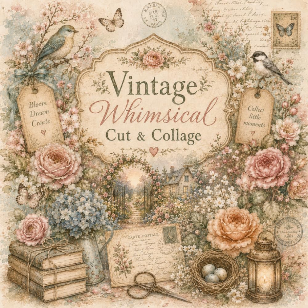 Vintage Whimsical Cut & Collage: 60 Watercolor Pages of Birds, Botanicals, Ephemera & Cottagecore Paper Art for Junk Journals, Scrapbooks & Crafts baixar livro de graça