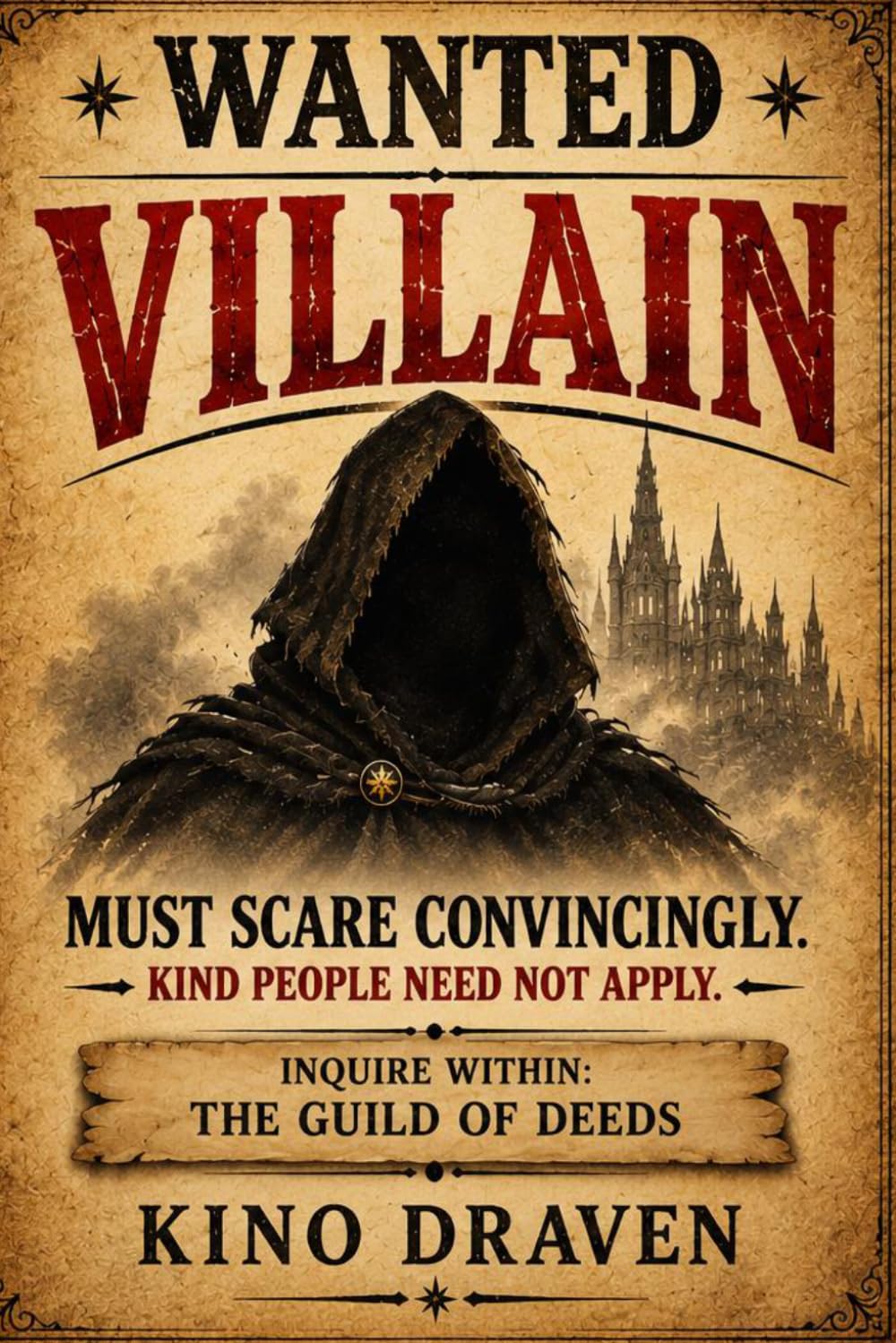 VILLAIN WANTED: Must scare convincingly. Kind people need not apply. Inquire within: The Guild of Deeds