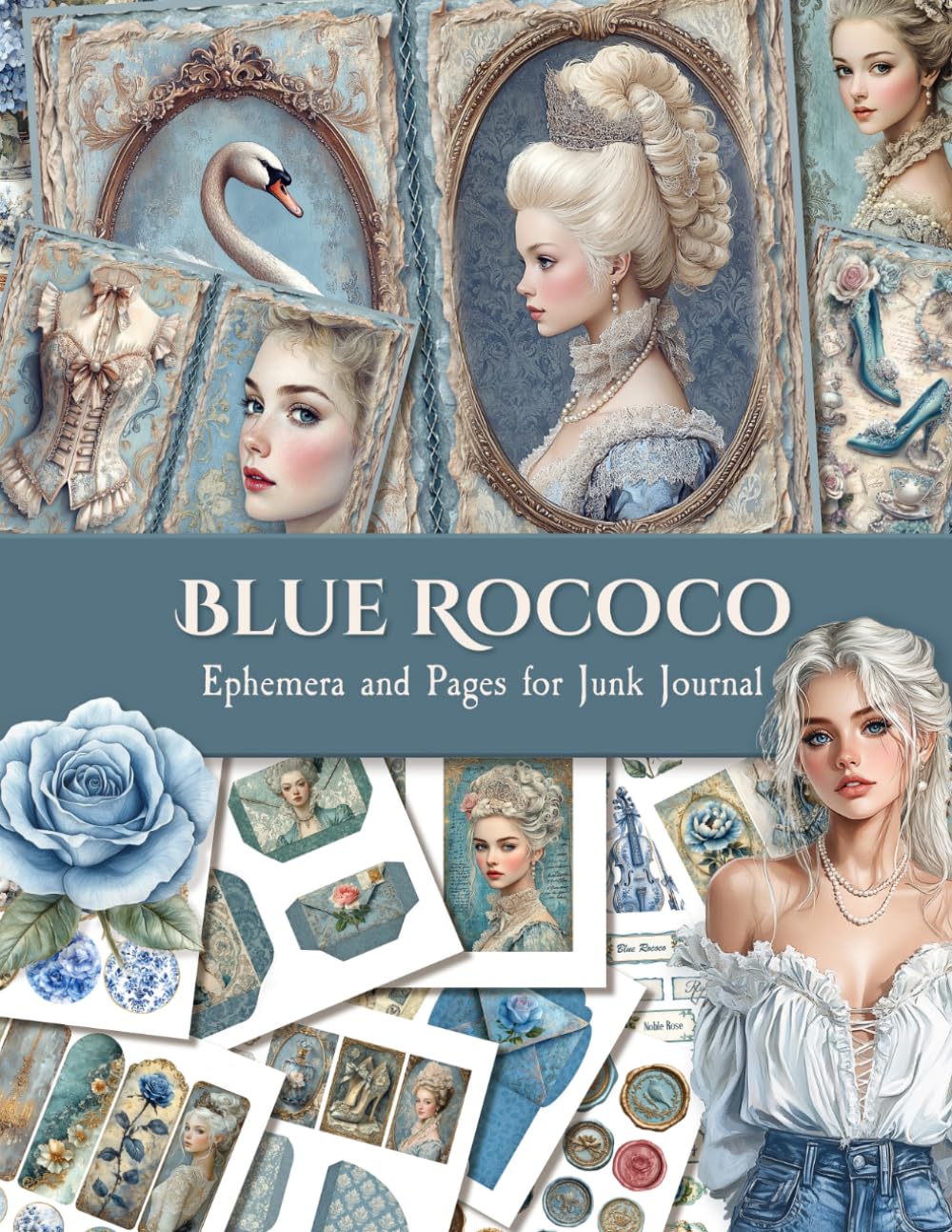 ler totalmente Blue Rococo. Ephemera and Pages for Junk Journal: Vintage French Inspired Printable Ephemera, Tags, Pockets and Collage Pages for Scrapbooking and Paper Crafts