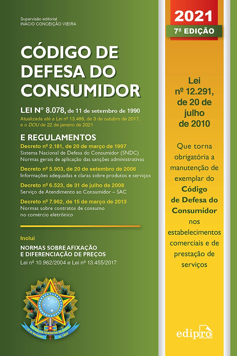 ler totalmente Código de Defesa do Consumidor 2021: Lei nº 8.078, de 11 de setembro de 1990: lei e regulamentos