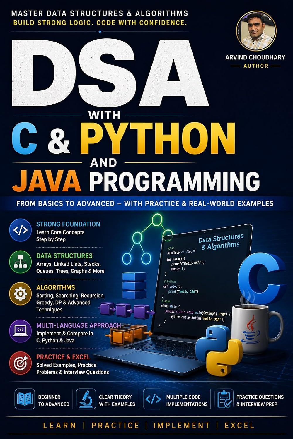 ler totalmente Data Structure Processing (DSA) with C & Python and Java Programming: A Practical Guide to Data Structures, Algorithms, Problem Solving, and Coding Interviews... with C, Python and Java (English Edition)