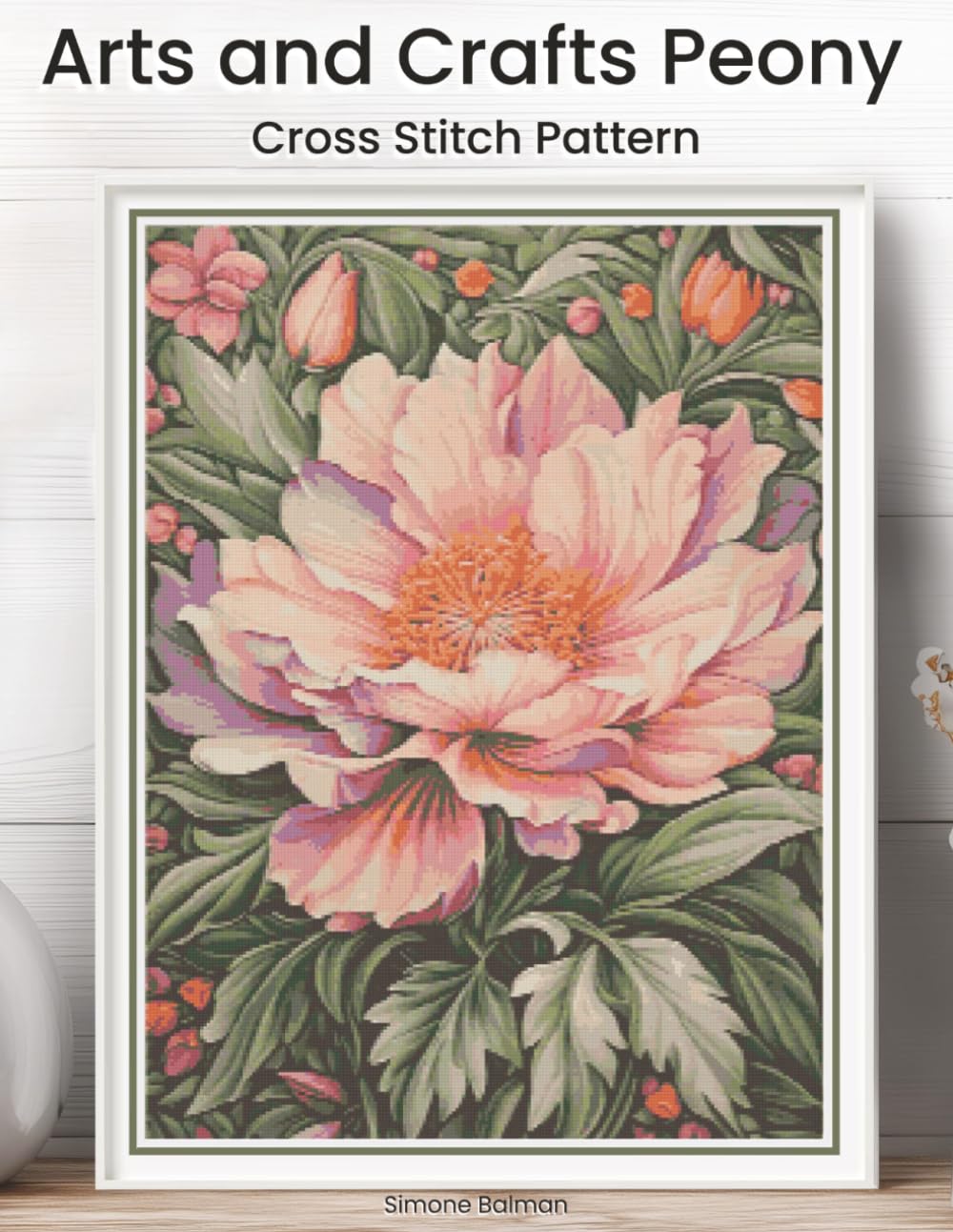 ler totalmente Arts and Crafts Peony Cross Stitch Pattern: A Full Coverage Botanical Floral Panel for Immersive Stitching with Colour and Mono Charts, 14-Brand Thread Conversion and Beginner Instructions