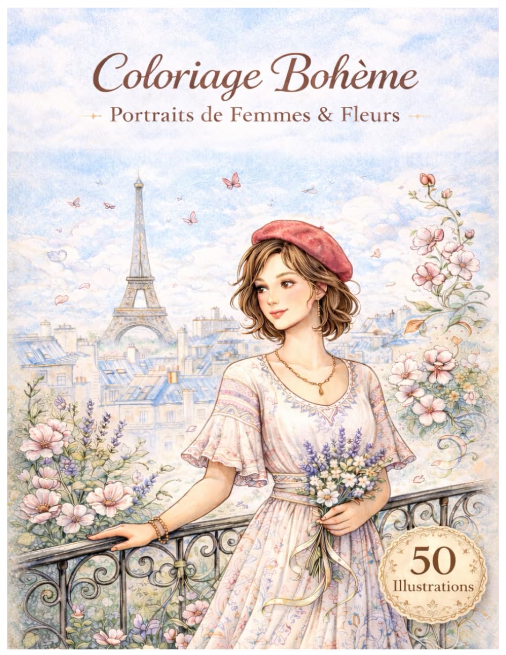 Coloriage bohème - Portraits de femmes & fleurs: 50 illustrations dans un univers floral relaxant et anti-stress (French Edition) baixar o livro de graça