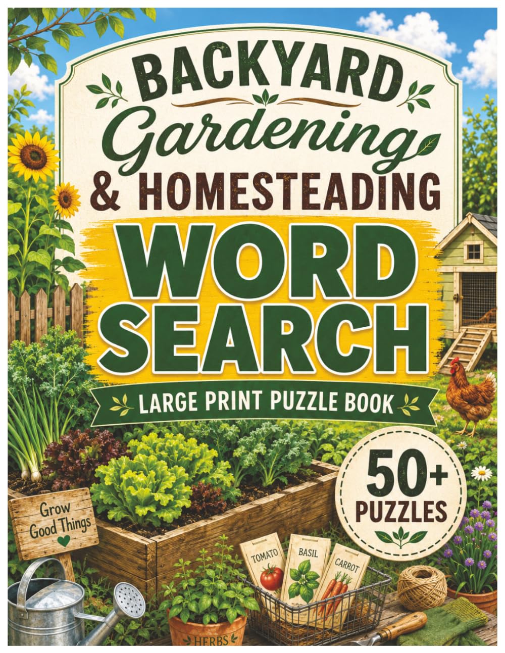 ler totalmente Backyard Gardening & Homesteading Word Search: Large Print Puzzle Book with 50+ Relaxing Puzzles for Garden Lovers