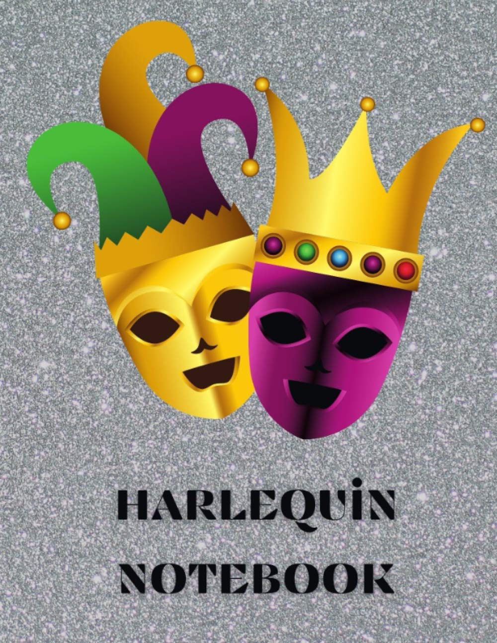 HARLEQUIN NOTEBOOK :: Colourful Notebook depicting a Mask Style Image : Ideal as a Gift or Present