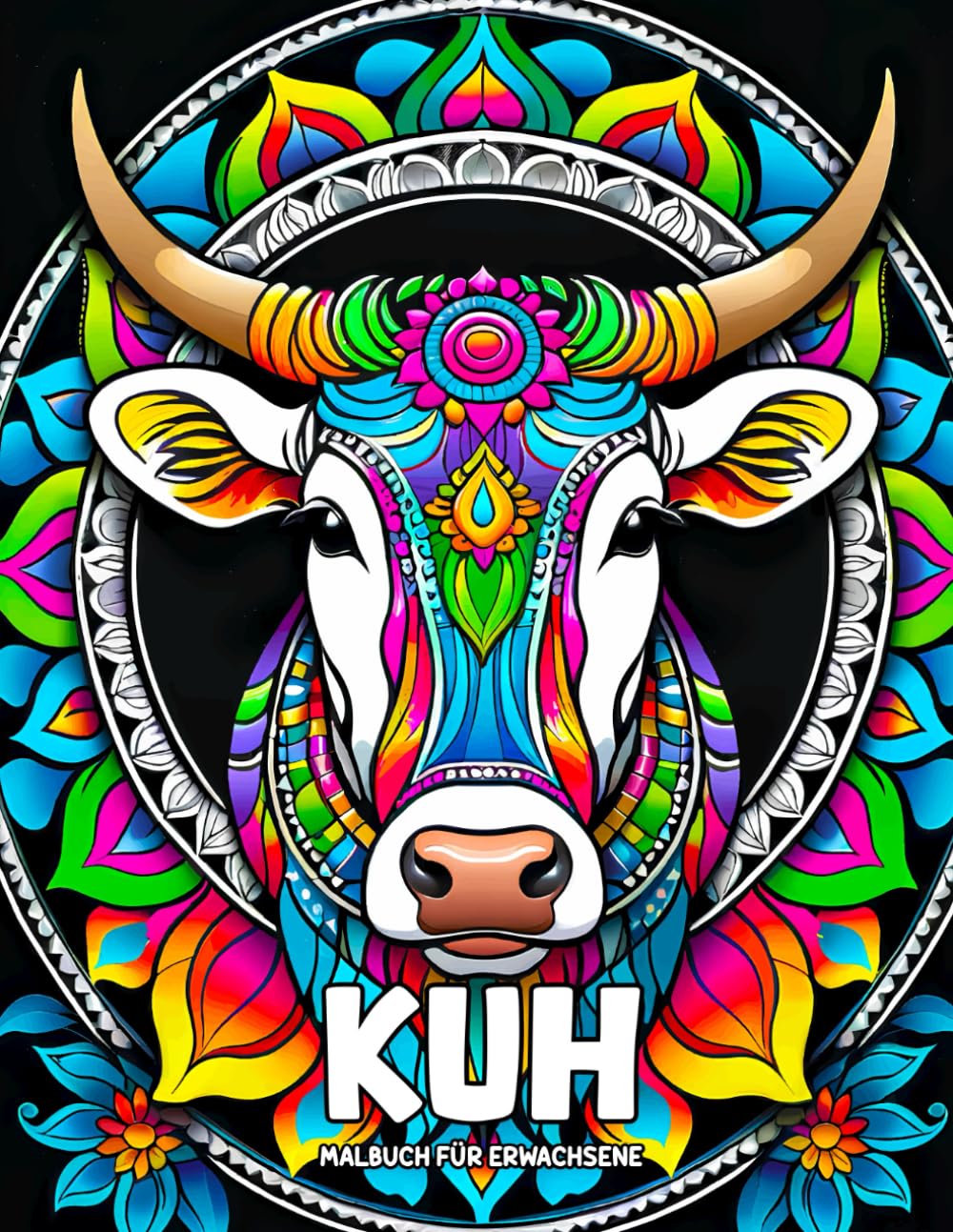 ler totalmente Kuh Malbuch für Erwachsene: Kühe Mandalas und Blumen – Anti-Stress Ausmalbuch mit entspannenden Designs (German Edition)