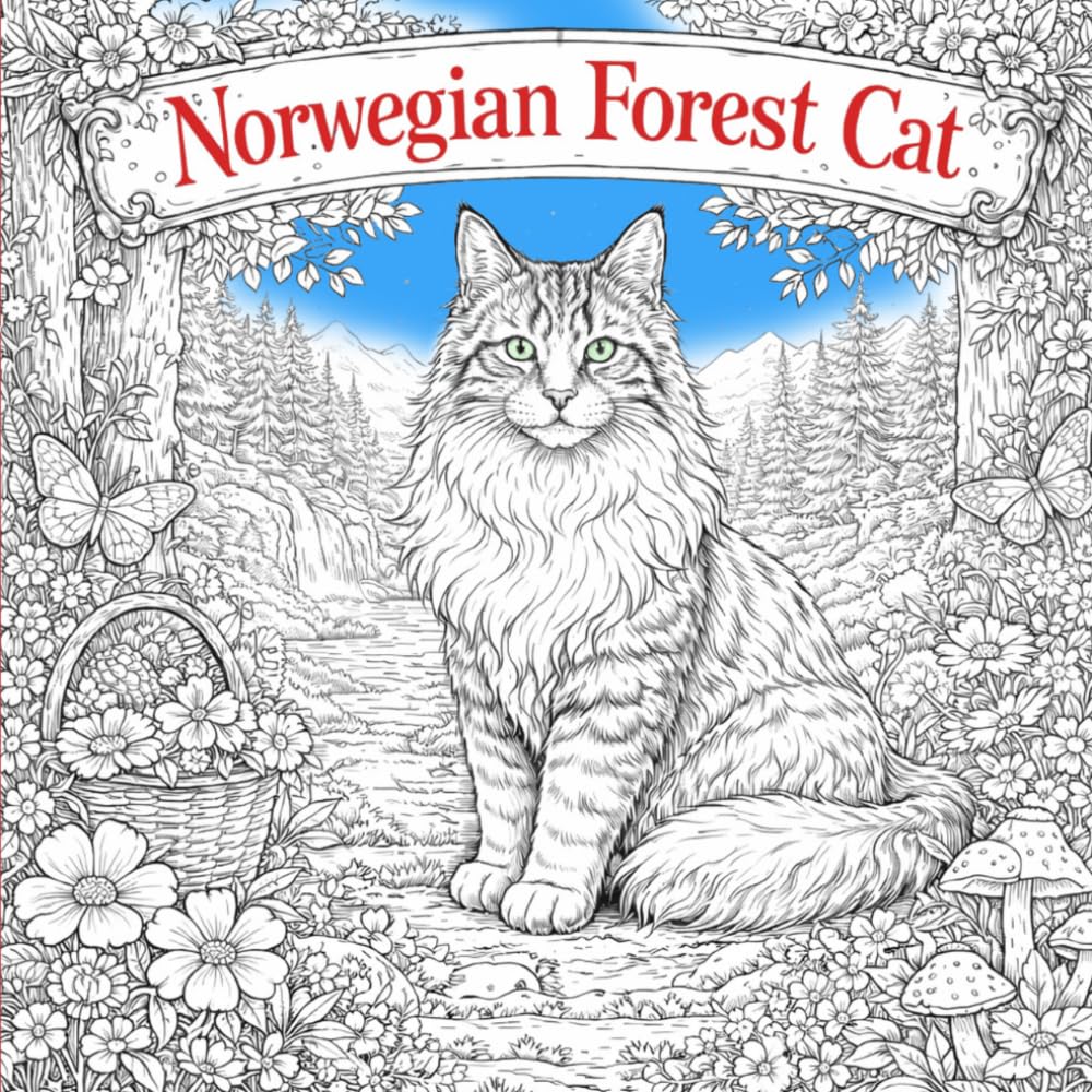Norwegian Forest Cat Colouring Book: Relaxing Colouring Pages Featuring Beautiful Norwegian Forest Cats in Nature and Cosy Everyday Scenes baixar o livro de graça