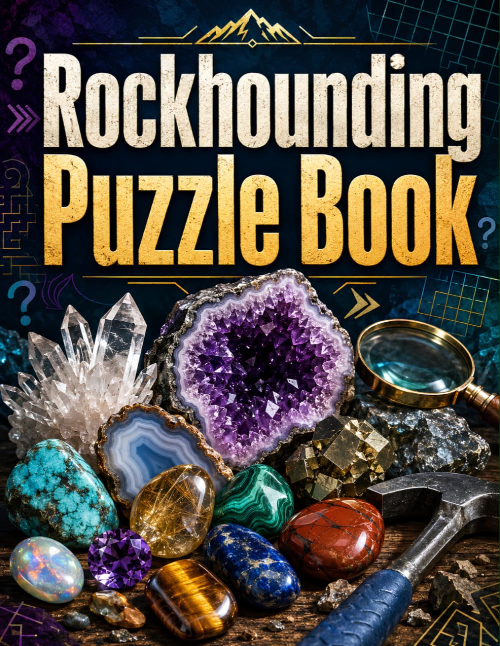 ler totalmente Rockhounding Puzzle Book: 105 Rock & Mineral Brain Games for Adults and Seniors with Word Searches, Mazes, Crosswords, Riddles, Trivia, Logic Challenges & Complete Solutions