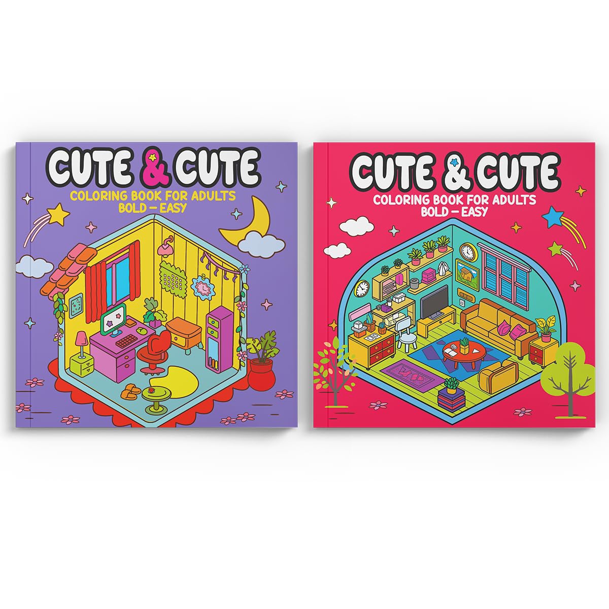 ler totalmente Coleção Cute & Cute Coloring Book for Adults - Bold Easy - Kit com 2 Livros de Colorir Adulto