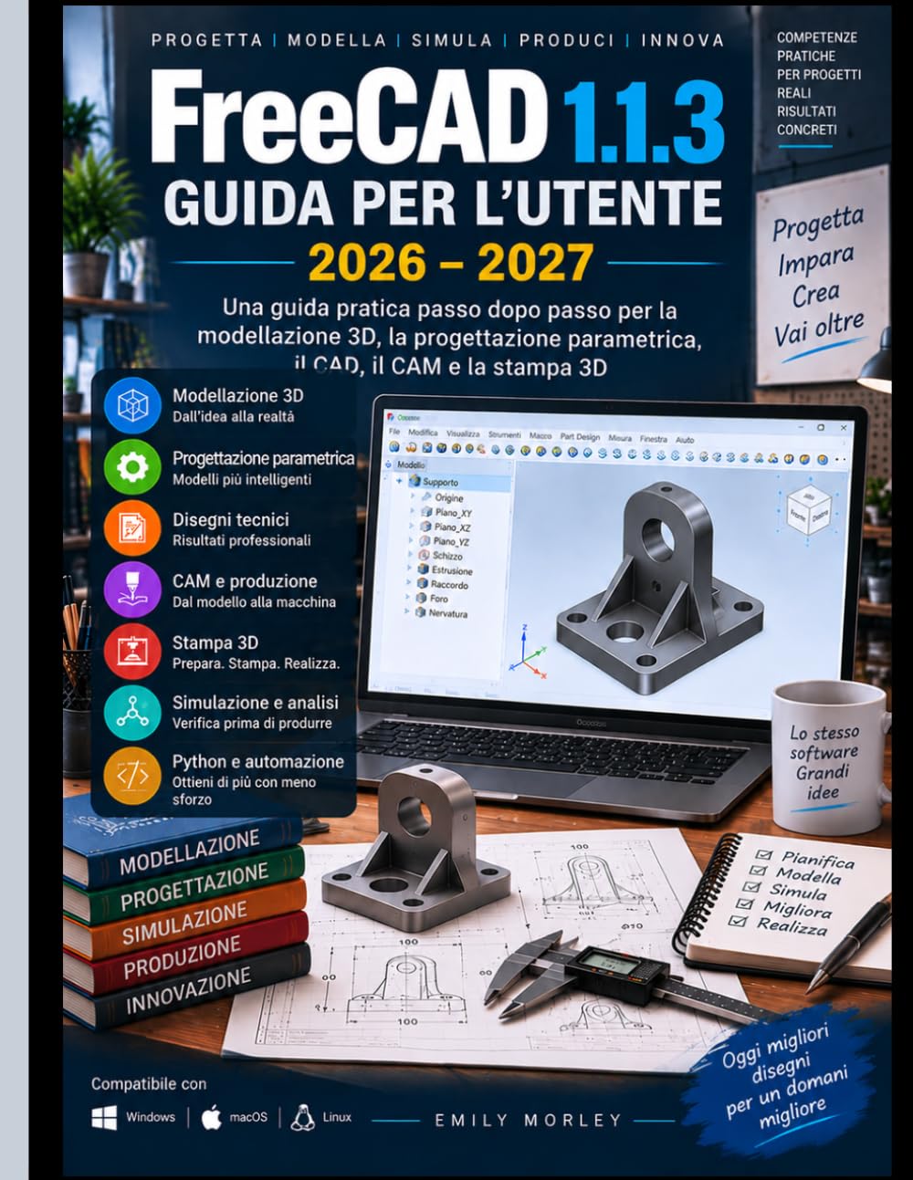 FreeCAD 1.1.3 GUIDA PER L'UTENTE 2026–2027: Una guida pratica passo passo per Modellazione 3D, progettazione parametrica, CAD, CAM e stampa 3D. (Italian Edition) baixar livro de graça